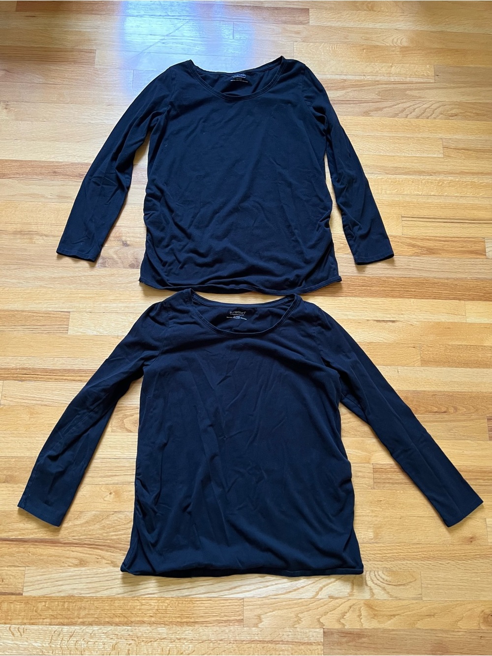 (Lot of 2) Black Bumpstart Motherhood Maternity long sleeve shirts 96% Cotton
